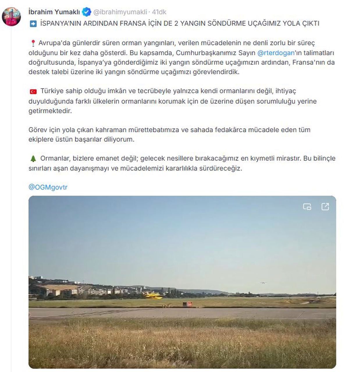 Türkiye, Fransa’ya da 2 yangın söndürme uçağı gönderdi