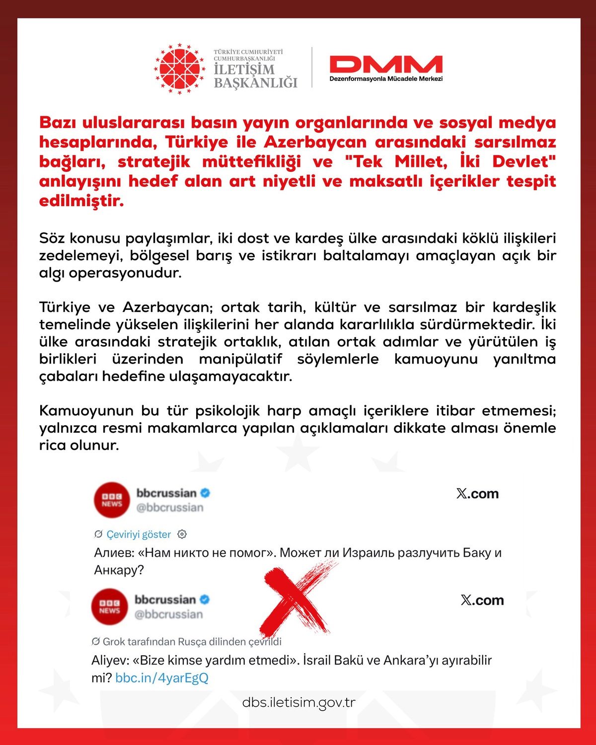 DMM, Türkiye-Azerbaycan bağlarını hedef alan içerikleri algı operasyonu saydı